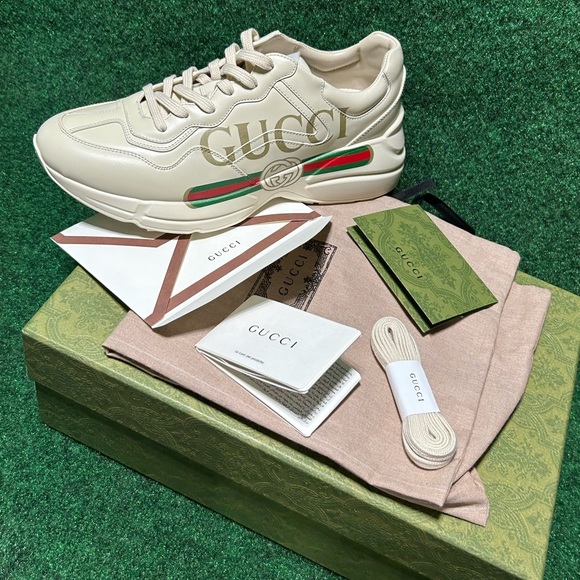 🖤NIB🖤 GUCCI Classic Logo Rython Leather Sneakers - Picture 3 of 9